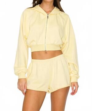 NEW KNIT RIOT cove crop zip hoodie in yellow